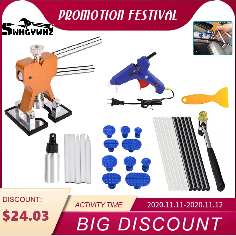 

30Pcs Car Auto Body Paintless Dent Repair Remover Tools Paintless Dent Removal Puller Dent Lifter Kits Puller Lifter
